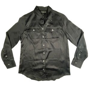 J Crew 0 petite black silk shirt